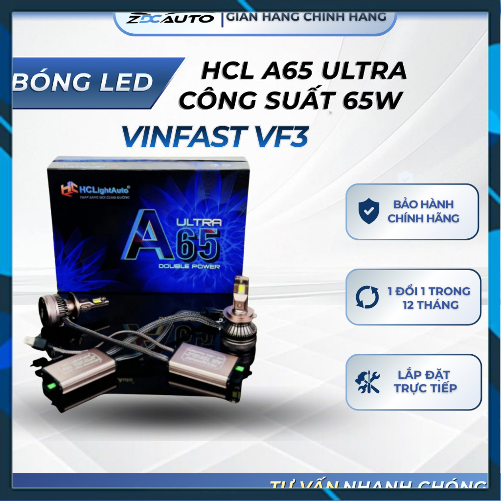 [Hàng mới về] Bóng Led HCL A65 Ultra cho VF3 | Công Suất 65w | Màu 5800K