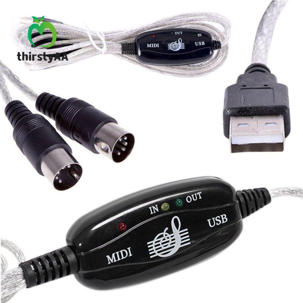 THIRSTYAA MIDI sang cáp USB Thiết bị âm thanh Giao diện MIDI chuyên nghiệp Dây nhạc âm thanh cho đàn