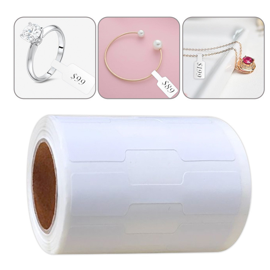 500 Miếng Dán / Cuộn Trang Sức Giá Hiển Thị Thẻ Ký Màu Trắng DIY Trang Trí Giấy Kraft Handmade Dán F