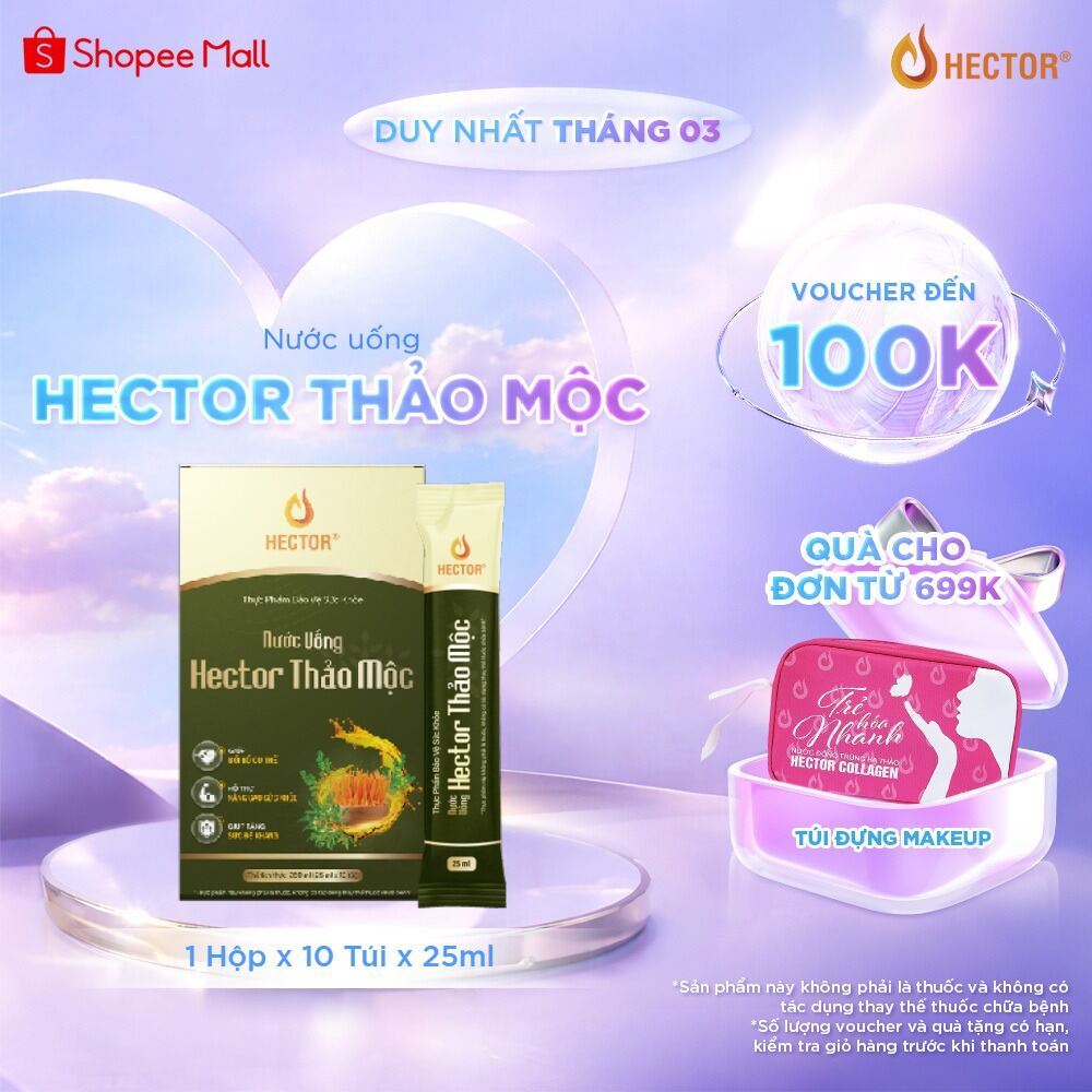 Nước uống Hector Thảo Mộc hỗ trợ bồi bổ sức khỏe hằng ngày (1 hộp x 10 gói x 25ml)