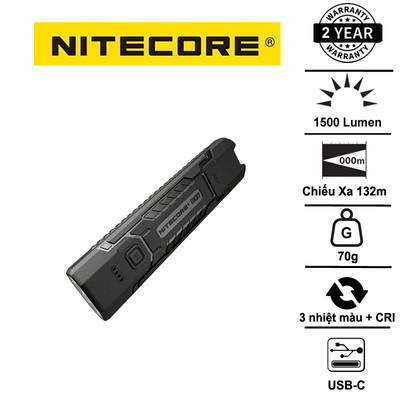 NITECORE EDC07 – Đèn pin EDC nhỏ gọn, sáng 1500 lumen 3 nhiệt màu sáng CRI, siêu nhẹ chỉ 70g