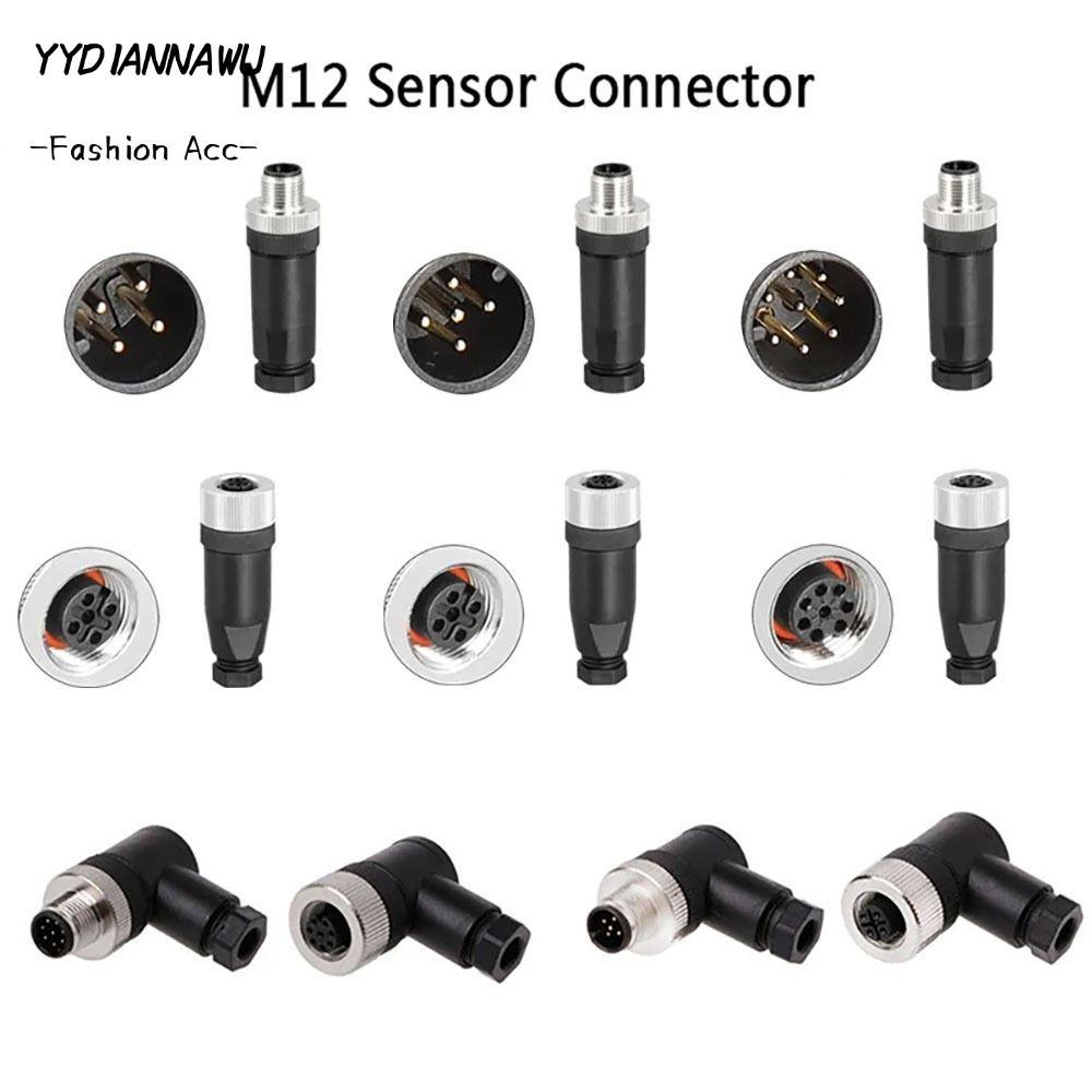 Đầu nối cảm biến YYDIANNAWU M12, phích cắm cảm biến 4 5 8 Pin M12, Đầu nối cáp cảm biến PG7 M12 Khớp