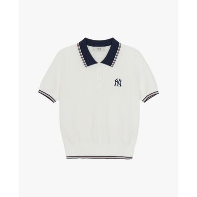 MLB - Áo polo nữ dệt kim tay ngắn Varsity Color Block_3FKPV0463-50IVS