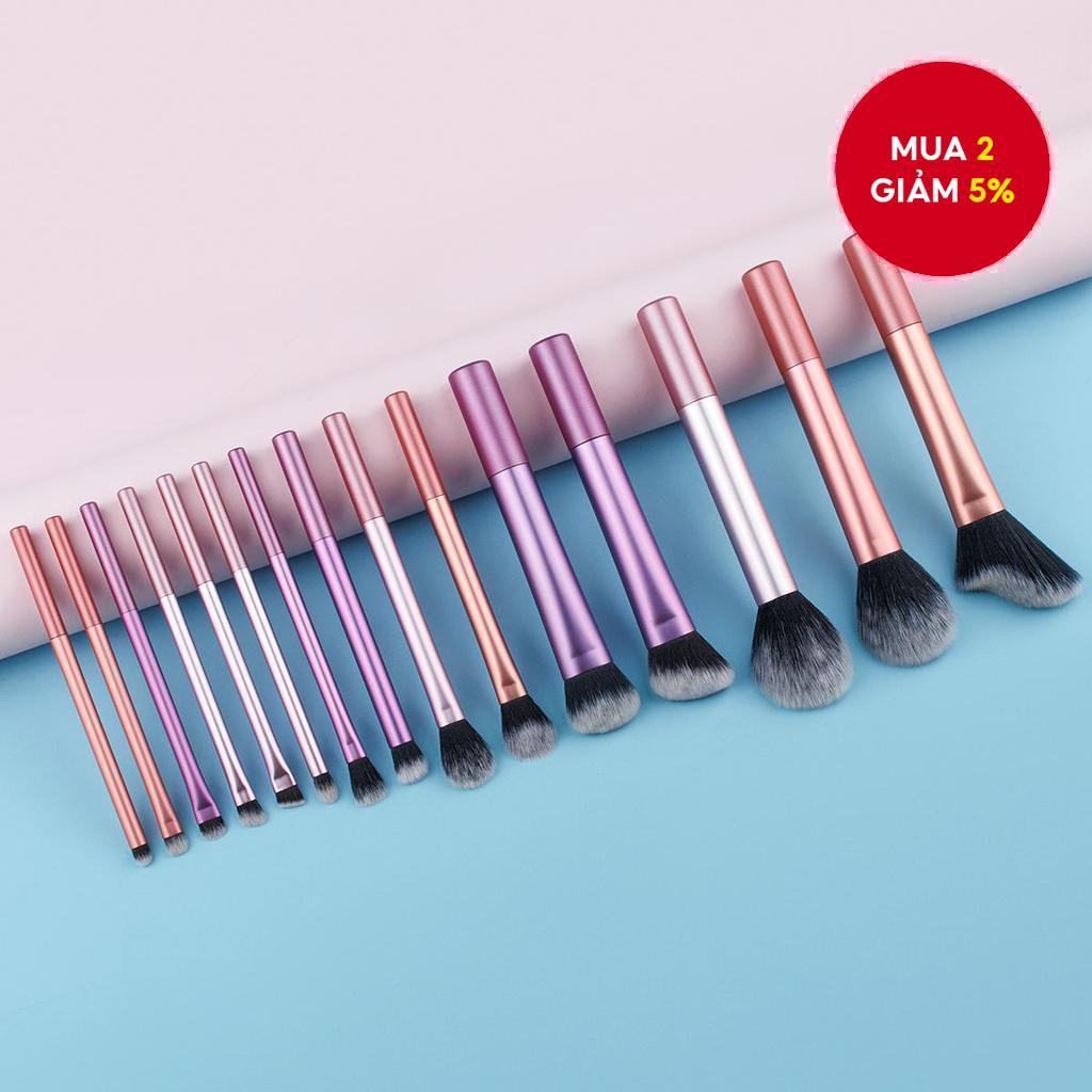 Bộ 15 cọ trang điểm chất lượng cao, cọ phấn rôm, cọ đánh má hồng, cọ tạo khối.