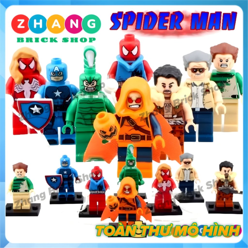 Mô hình nhân vật Spider Man Scorpion Sandman Kraven Hobgoblin Stan Lee Captain American POGO PG8017 
