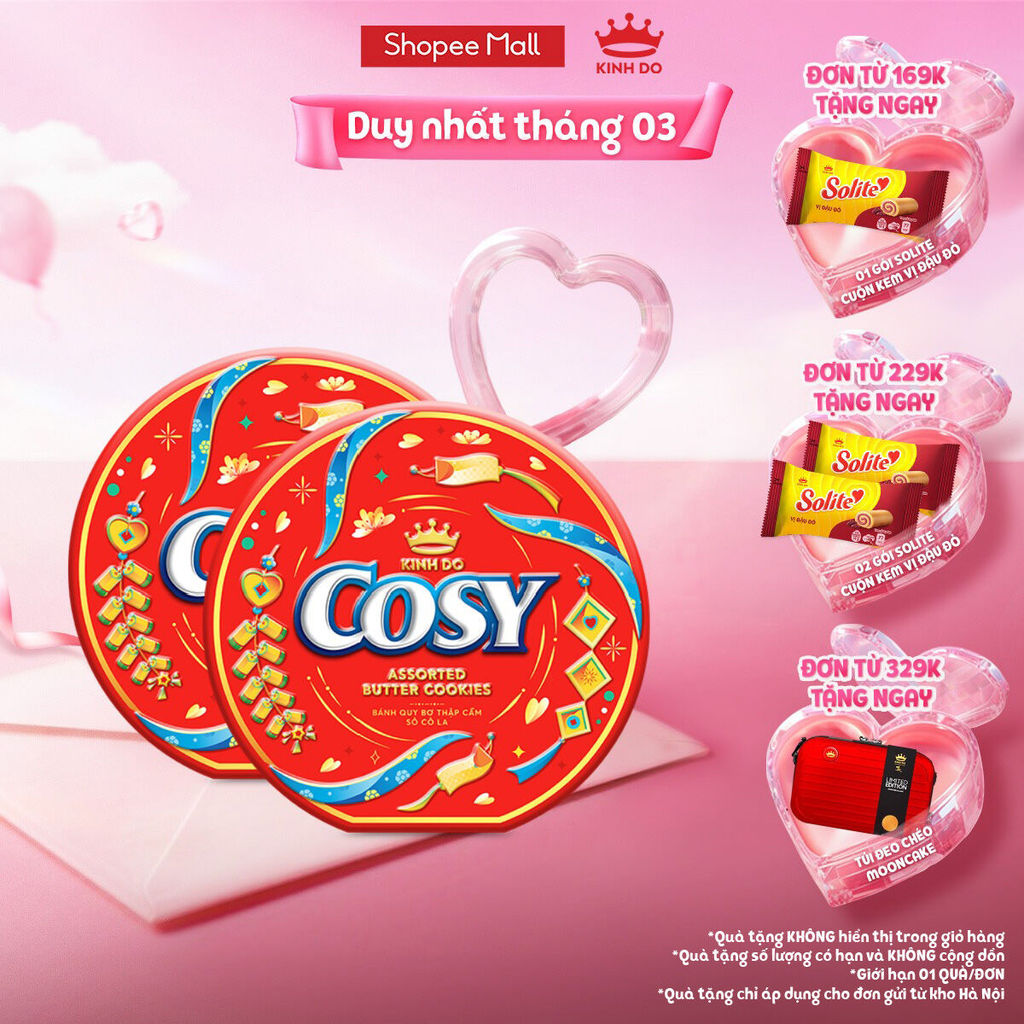 [VC 20%] [HỎA TỐC] Combo 2 Hộp Thiếc Bánh Quy Cosy Tết 2026 Thập Cẩm Sôcôla 135g