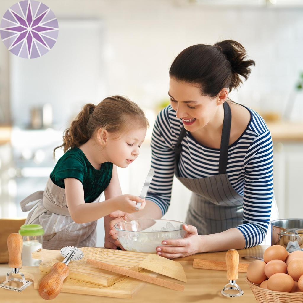 Bộ dụng cụ làm bánh mì ống Gnocchi Gỗ tiện dụng Bảng Gnocchi DIY Ravioli Stamp Maker Cutter SHOPTKC9