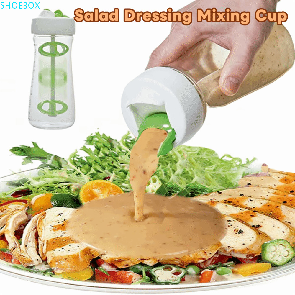 SHOEBOX Salad Dressing Mix Cup, Tay Quay 500 ML Salad Dressing Chai, Tiện Ích Nhà Bếp Nhựa Hiệu Quả 