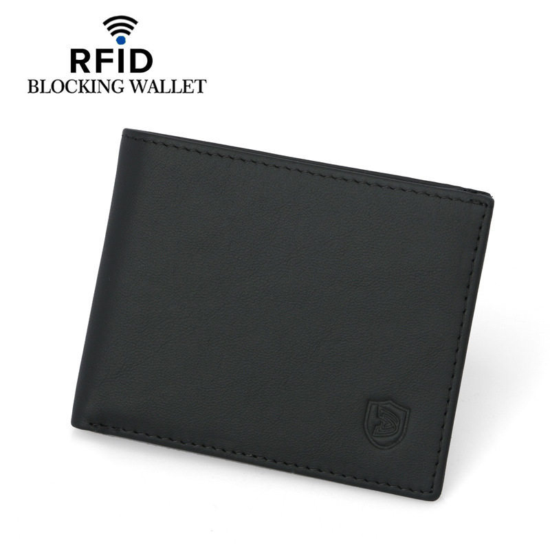 ví tiền nữ ví da nữ RFID head leather wallet Hàn Quốc leather Men wallet da thật