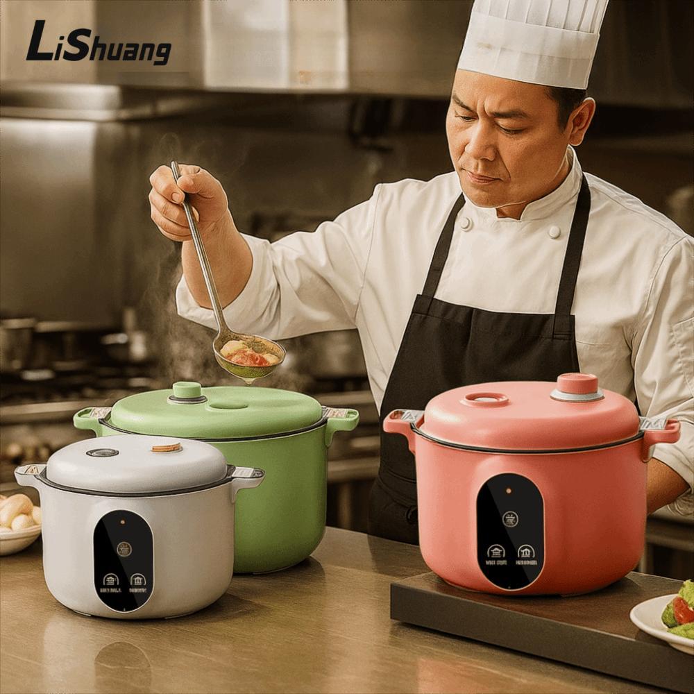 Nồi áp suất siêu nhỏ LISHUANG, Nồi cơm điện chống dính 20cm, Dễ dàng làm nóng nhanh Chống tràn 2 L Nồi súp gia đình