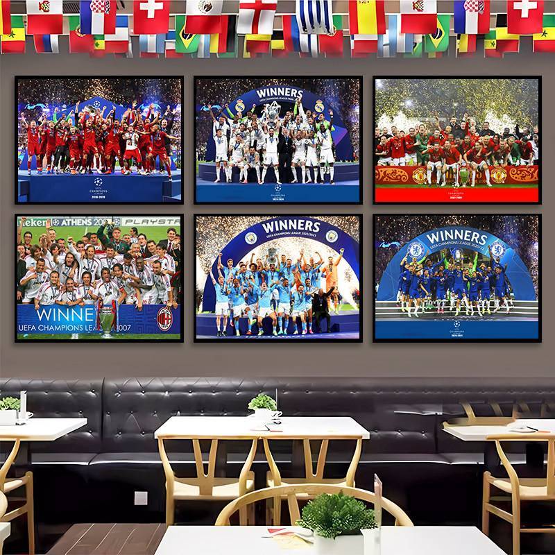(X370) Poster Chelsea, Mu, Liverpool, Real Madrid, Barcelona AC vô địch cúp C1 - Champions League