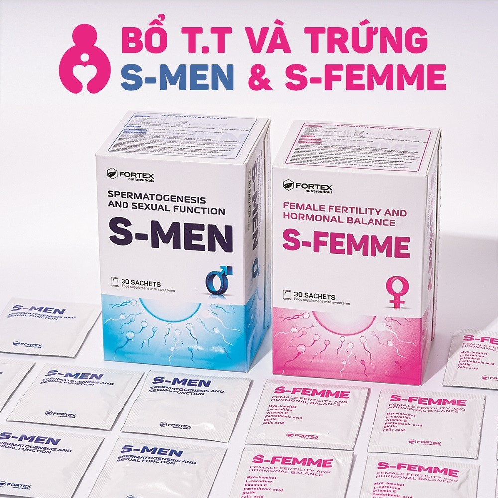 Combo Hỗ Trợ Sinh Sản S-Men, S-Femme Cải Thiện Chất Lượng Trứng, Tinh Trùng, Tăng Khả Năng Thụ Thai