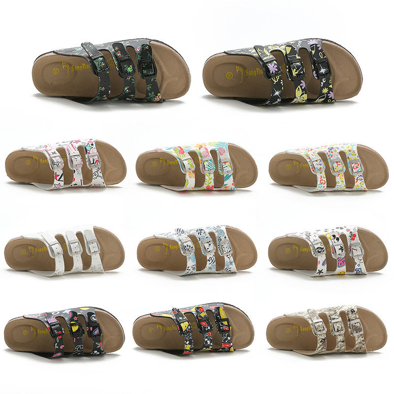 Sanno Baker Cork Three Buckle ins Dép Sandal Hợp Thời Trang