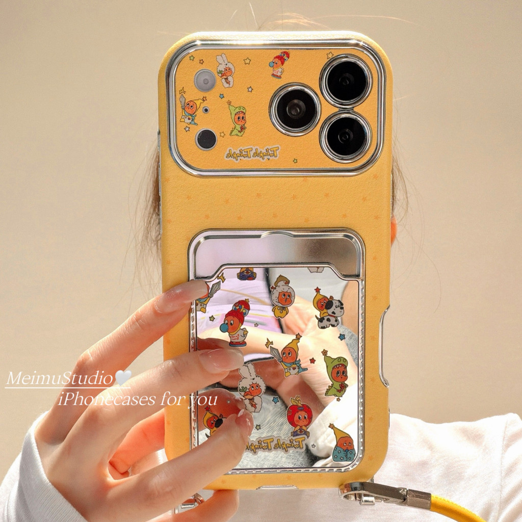 Meimu Hoạt Hình Vui Nhộn Nhân Vật Phản Diện Gương Đựng Thẻ Thích Hợp Cho Apple 17promax Vỏ Điện Thoạ