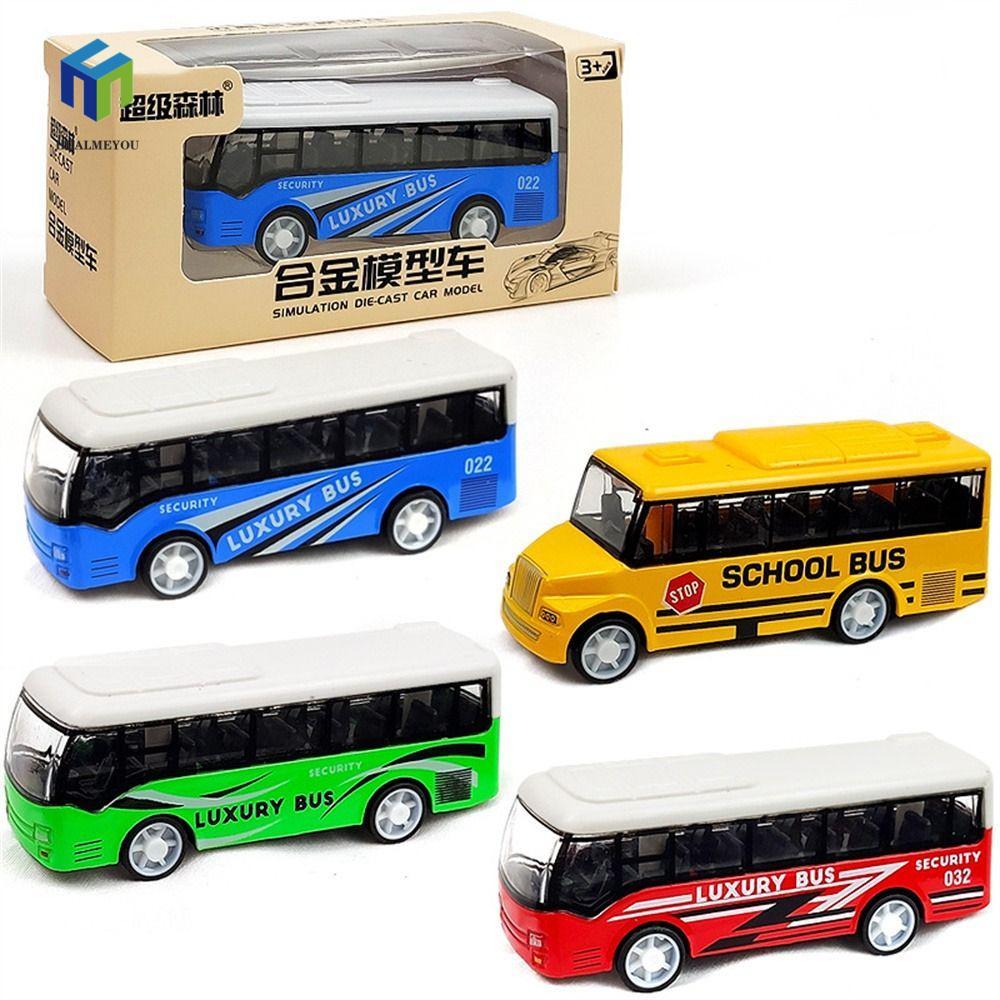 HEALMEYOU Xe kéo lại, Đồ trang trí Mô hình xe mô hình xe buýt hợp kim, Quà Giáng sinh Mô phỏng mô hì