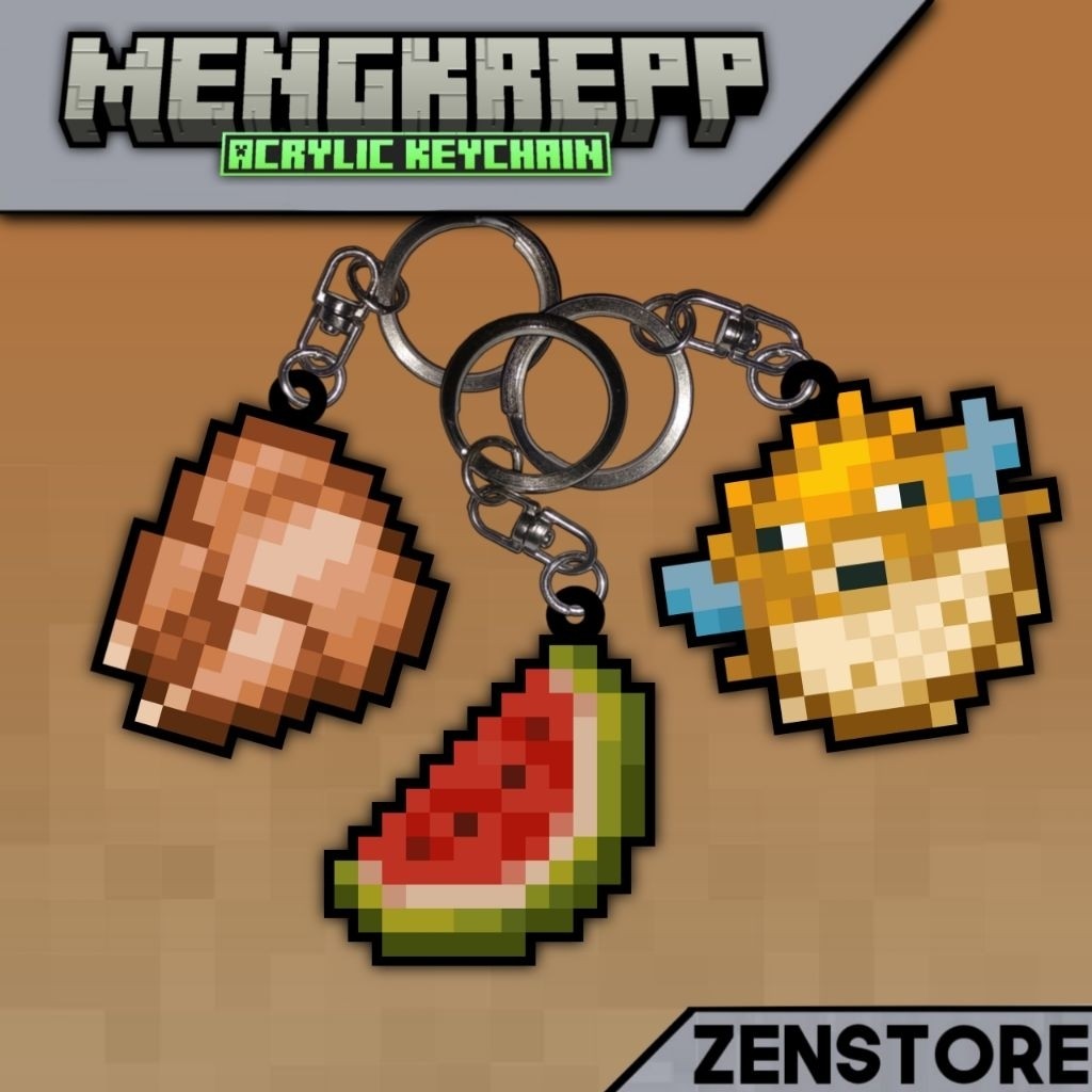 Gantungan Kunci MENGKREPP Foods Akrilik 4-6cm Full Color - Akrylic Keychain - Ganci