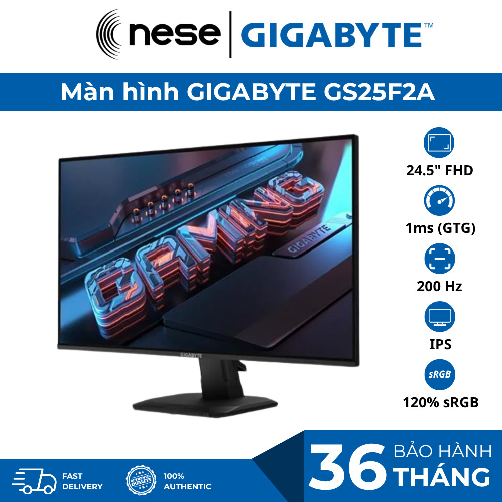 Màn hình Gaming Gigabyte GS25F2 | 24.5" 1920 x 1080(FHD) / IPS / 200Hz / 1ms / HDR10 / HDMI / DP | B