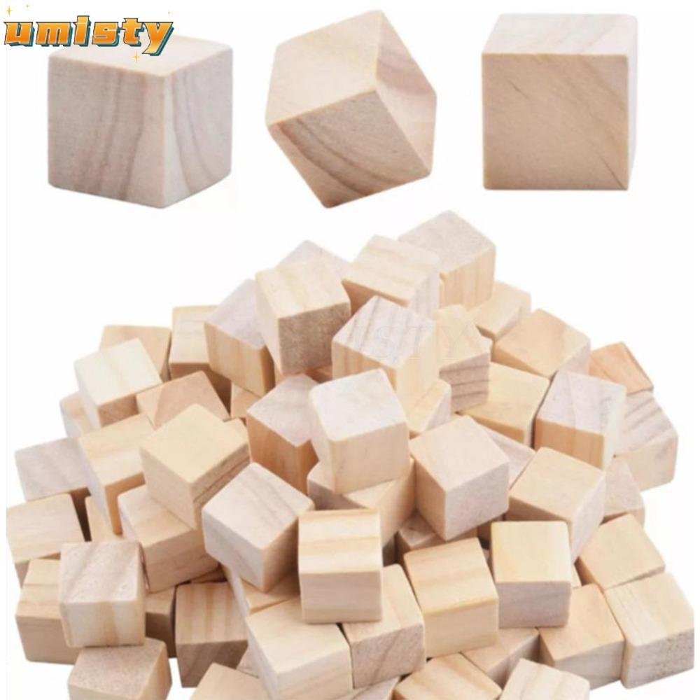 UMITY 100 Khối Gỗ, Khối Gỗ 2cm Vuông, Bề Mặt Mịn Gỗ Chưa Hoàn Thành Màu Gỗ Chưa Hoàn Thành Gỗ Thủ Cô