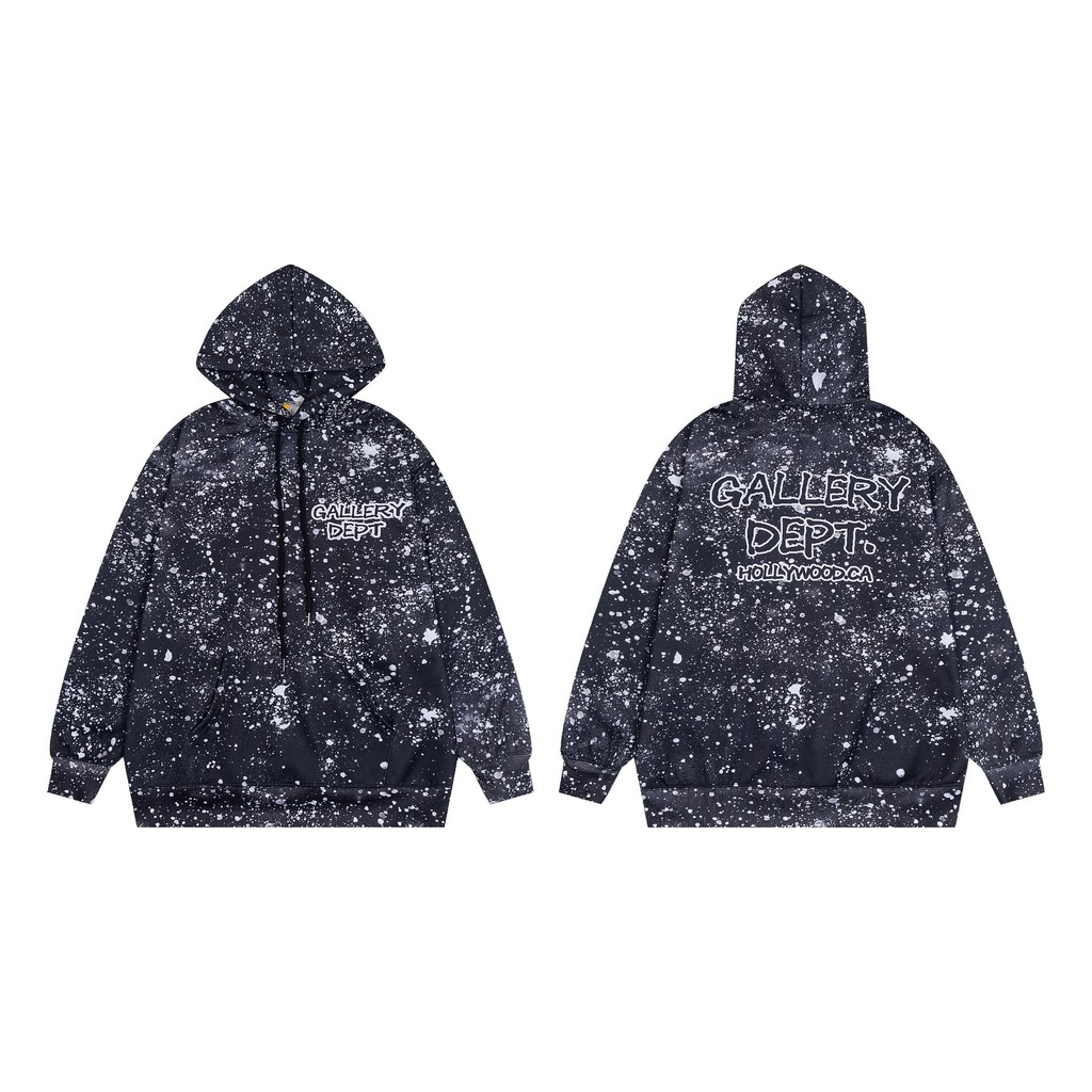 OISL Gallery Dept New letter-print snowflake splatter dye direct-print trendy loose-fitting hooded s