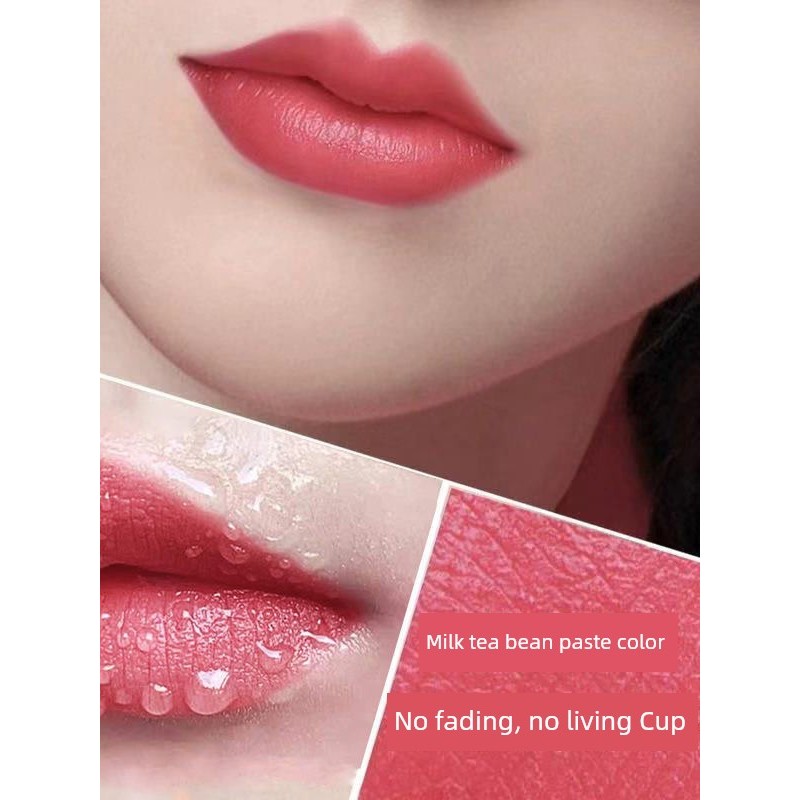 Chính thức Authentic Flagship Store Bean Paste Color Lipstick Matte Non-Stick Cup Chống phai màu Son