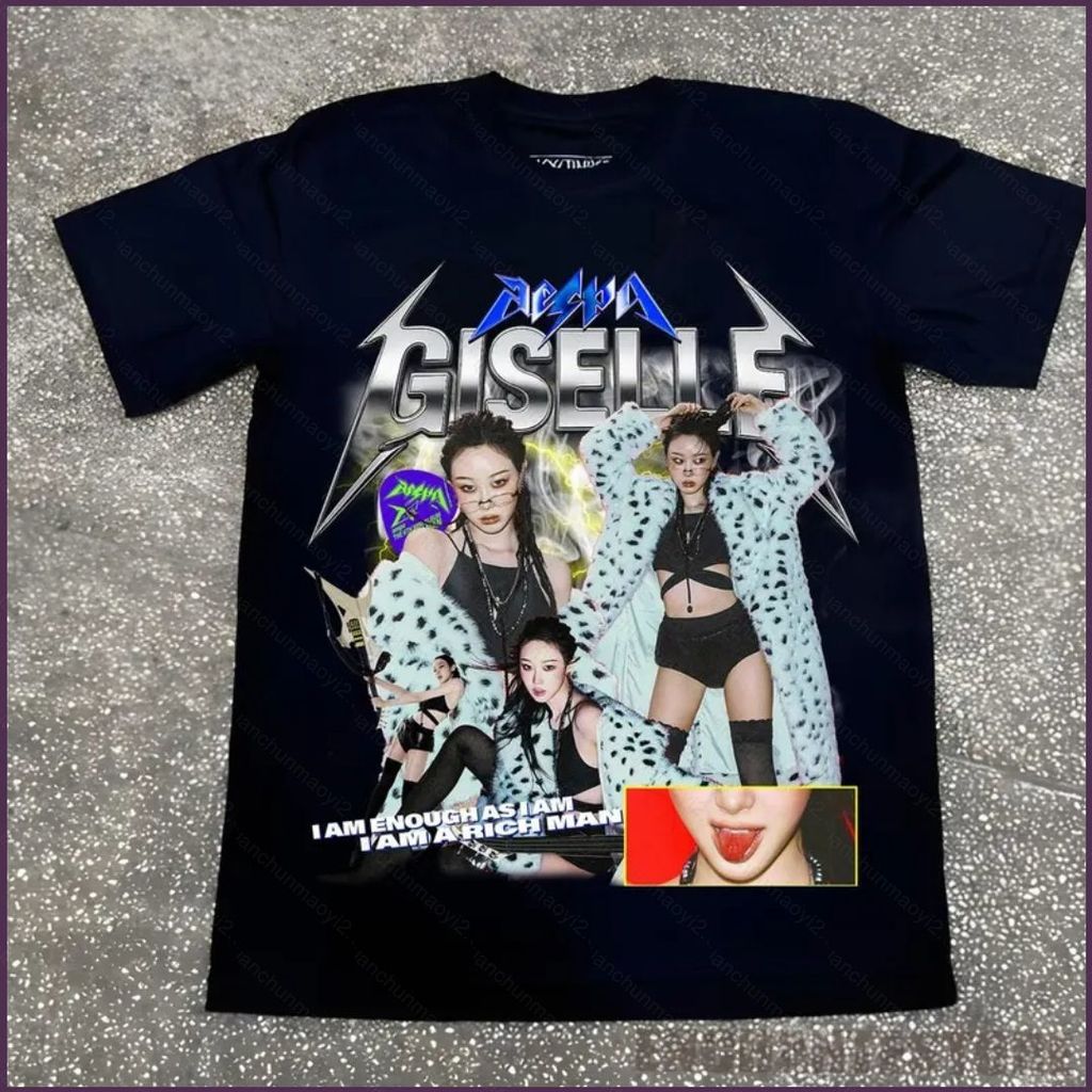 AESPA Rich Man Kpop tee KARINA GISELLE WINTERNING Áo thun ngắn tay