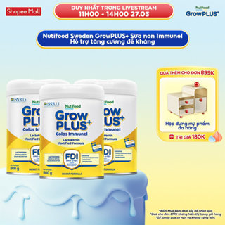 Combo 3 Sữa Bột Nutifood Sweden GrowPLUS+ Sữa Non Immunel lon 800 g (Bao bì tuỳ lô hàng)