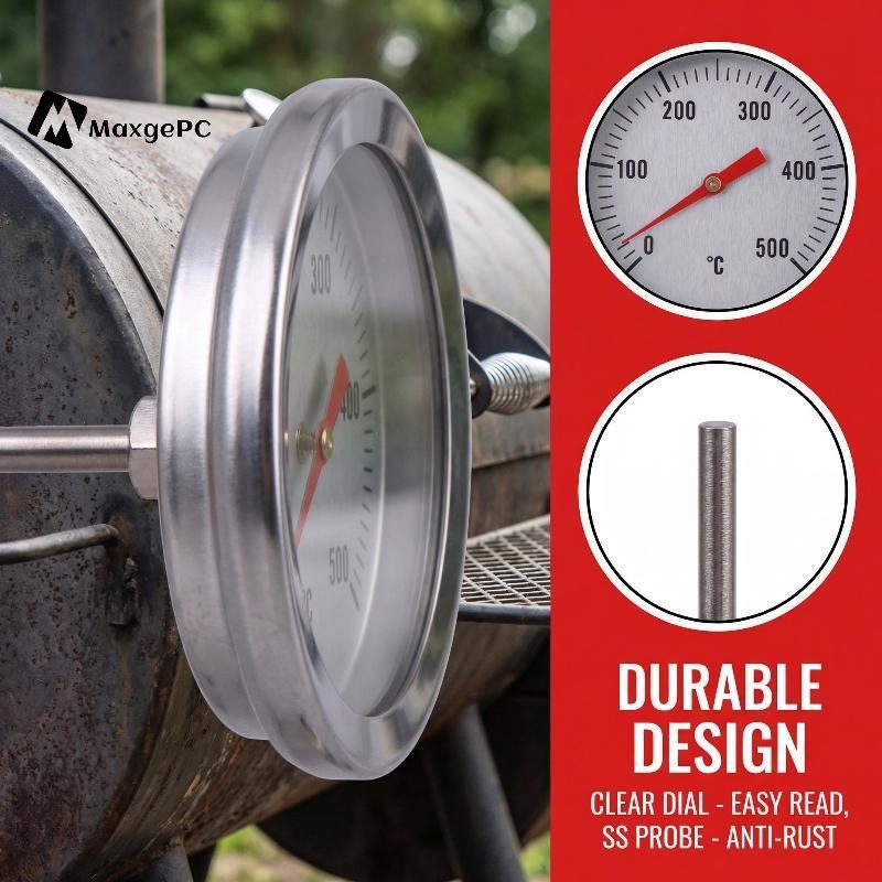 [Max-t] 1 Nhiệt kế lưỡng kim lò nướng bằng thép không gỉ Nhiệt kế BBQ 0-500°Nhiệt kế lò nướng nhiệt 