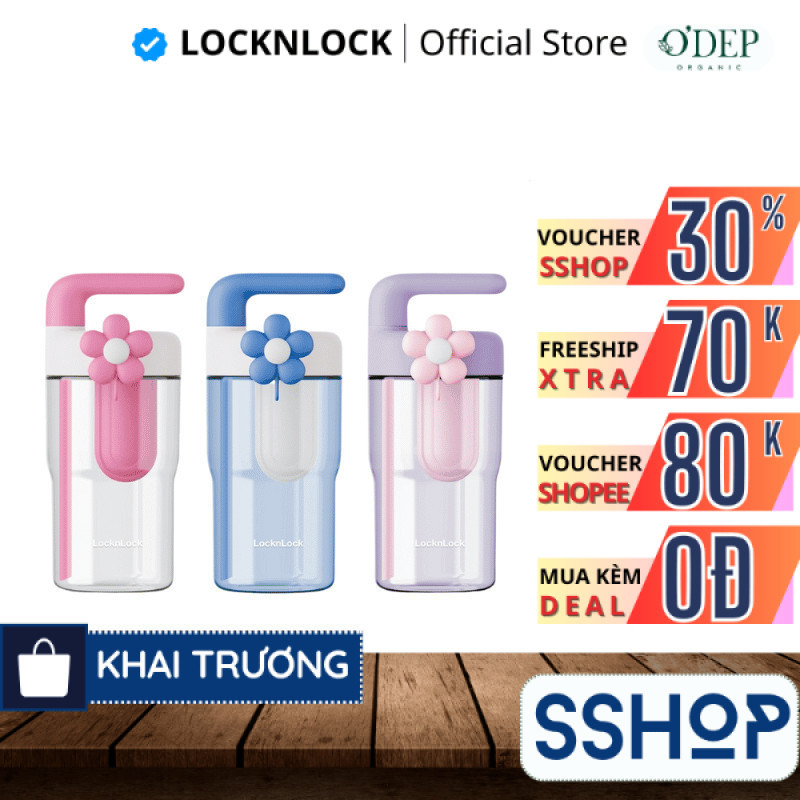 Bình nước nhựa LocknLock 770ml có ống hút và tay cầm Handy Infuser Bottle ABF916, Hàng chính hãng - 
