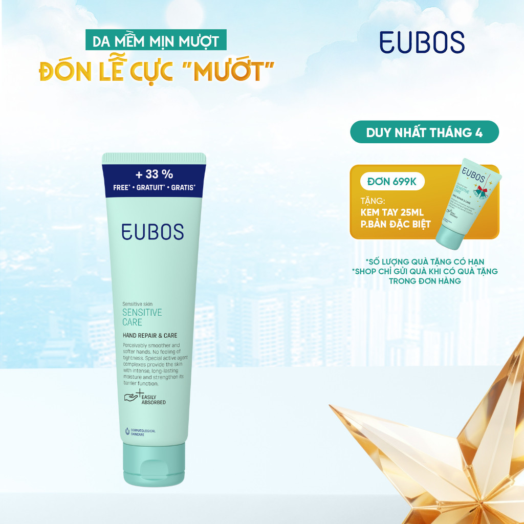 Kem Dưỡng Da Tay Và Móng EUBOS Giúp Mềm Mịn, Dưỡng Ẩm Chuyên Sâu An Toàn Cho Da Nhạy Cảm 100ml-A004