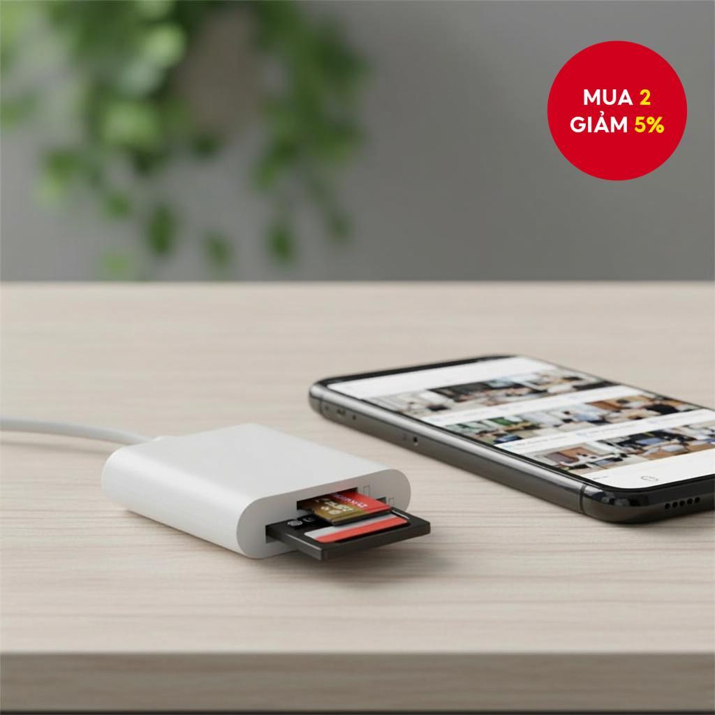 Đầu đọc thẻ 2 trong 1 IOS SD TF cho iPhone iPad Camera Cáp OTG VGA sang Type C