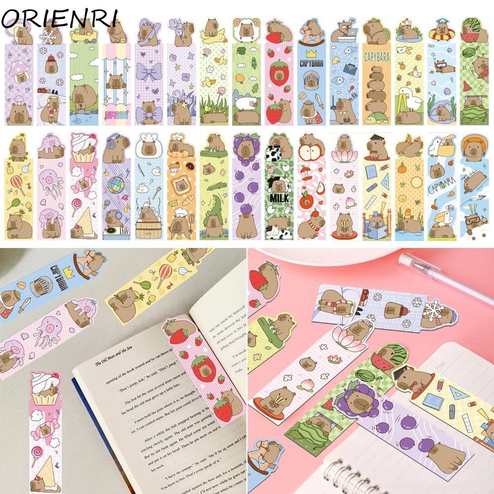 ORIENRI 30 Cái / bộ Nhãn Sách Đọc Sách, Trang Trí Sách Capybara Bookmark, Đọc Sách Di Động Văn Phòng