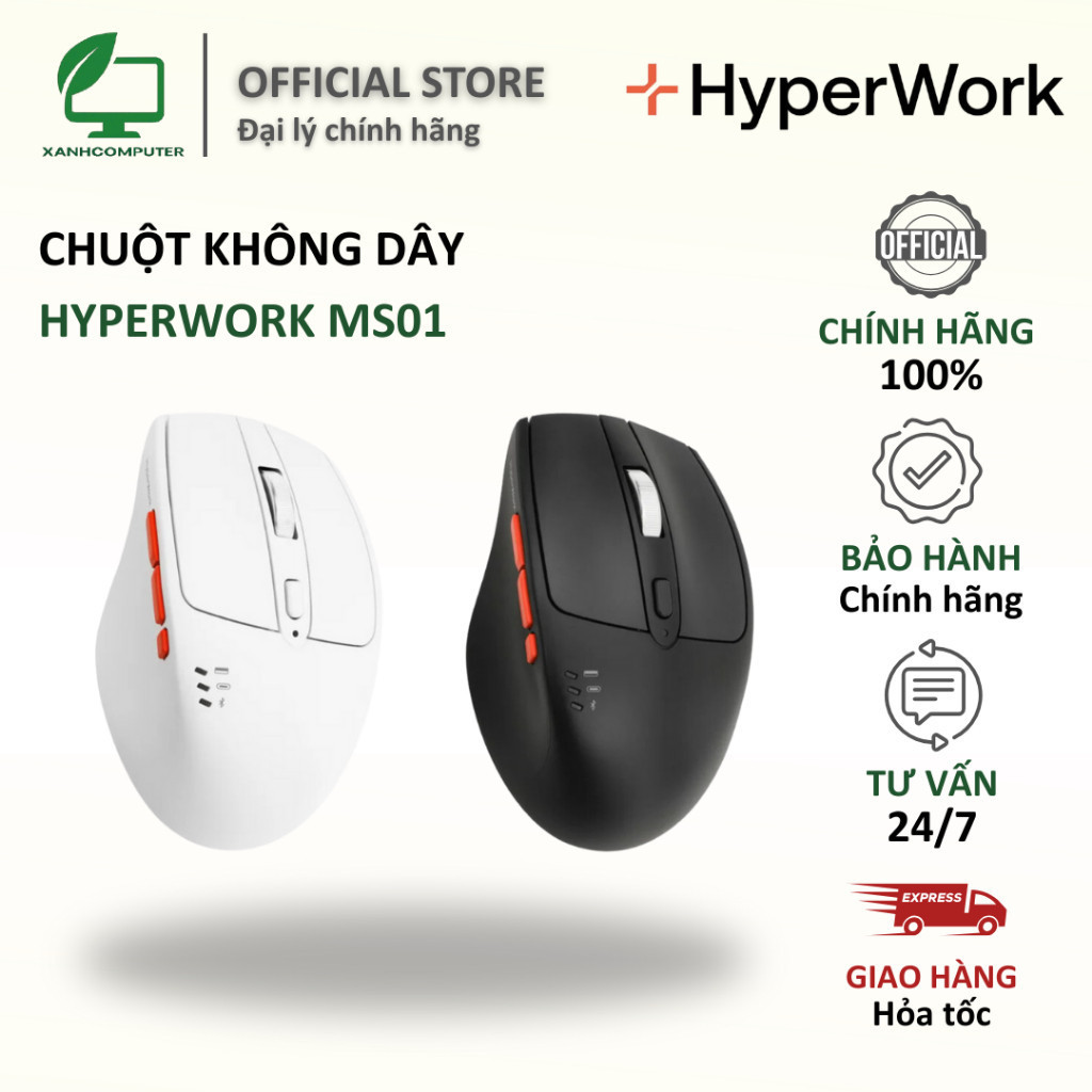 Chuột Không Dây HyperWork 𝗦𝗶𝗹𝗲𝗻𝘁𝗶𝘂𝗺 MS01 Bluetooth 5.1