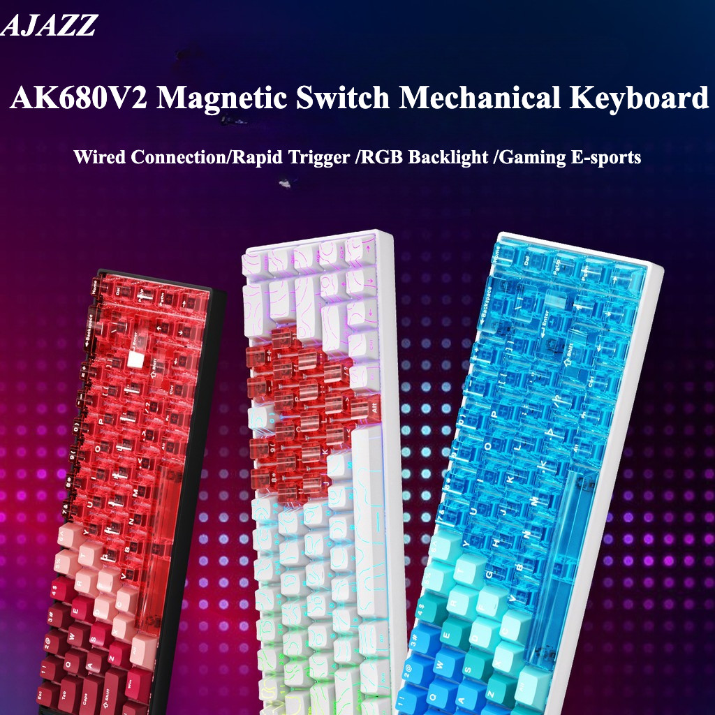 AJAZZ AK680 V2 Công tắc từ tính Bàn phím cơ có dây Kích hoạt nhanh Đèn nền RGB Chơi game Thể thao đi