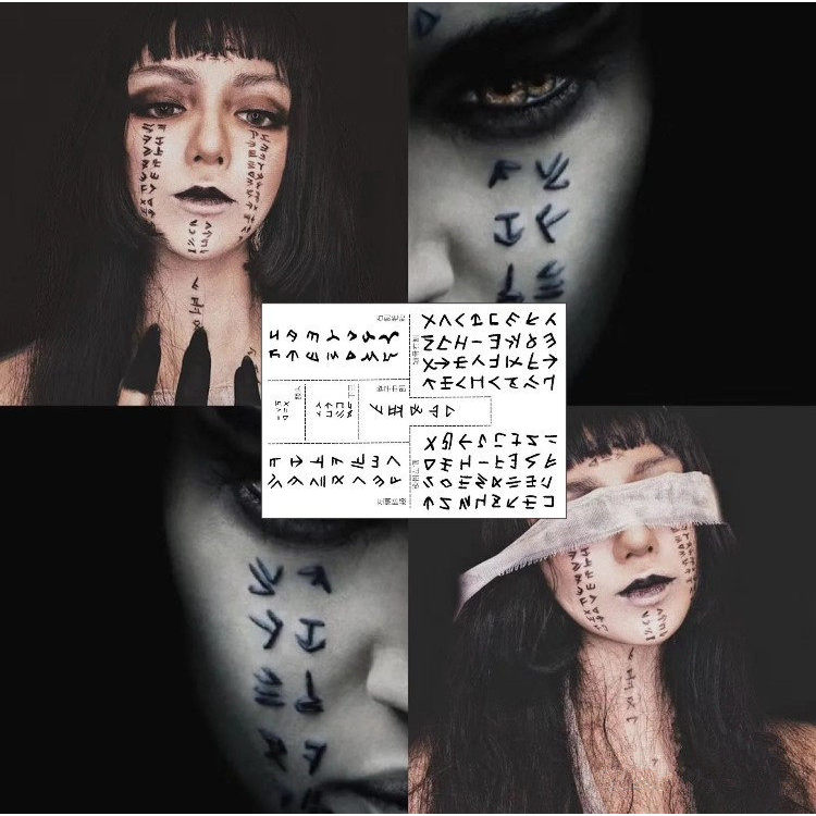 hình xăm 15 ngày hình xăm 15 ngày Dán hình xăm giả cho Halloween với mặt và văn bản kinh dị