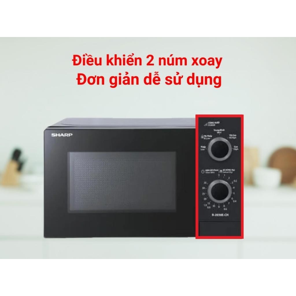 Lò vi sóng Sharp R-2030E- CH (20 lít - 5 mức công suất 800W -  khoang lò thép không gỉ) - Hàng chính hãng - SIDEAL SIA