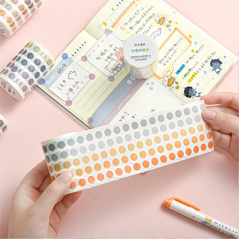 Giá trị cao ins Morandi Color Dot Washi Tape Máy tính xách tay cơ bản Nhãn dán chấm màu Nhãn dán trò