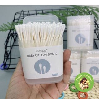 Tăm Bông Vcool  Hộp 200 Chiếc Làm Sạch Các Vùng Mắt, Mũi Và Tai Cho Trẻ và người lớn