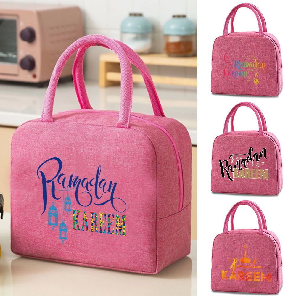 Handbag Bento box storage bag Large capacity Thicker canvas material heat insulation Muslim's Holy M