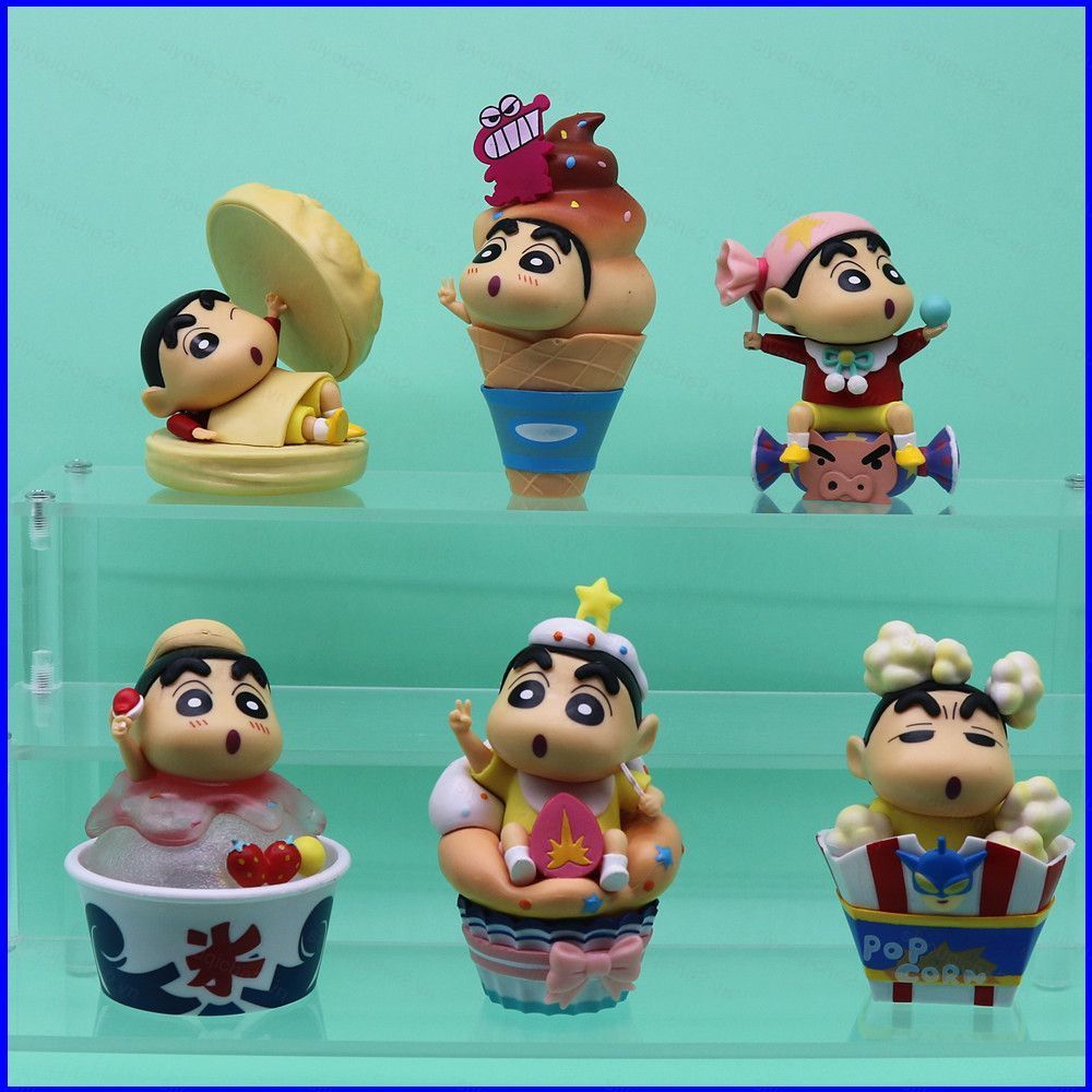 SV 6 Chiếc Crayon Shin-chan Nhân Vật Hành Động Kem Bắp Rang Bánh Hamburger Mô Hình Búp Bê Đồ Chơi Ch