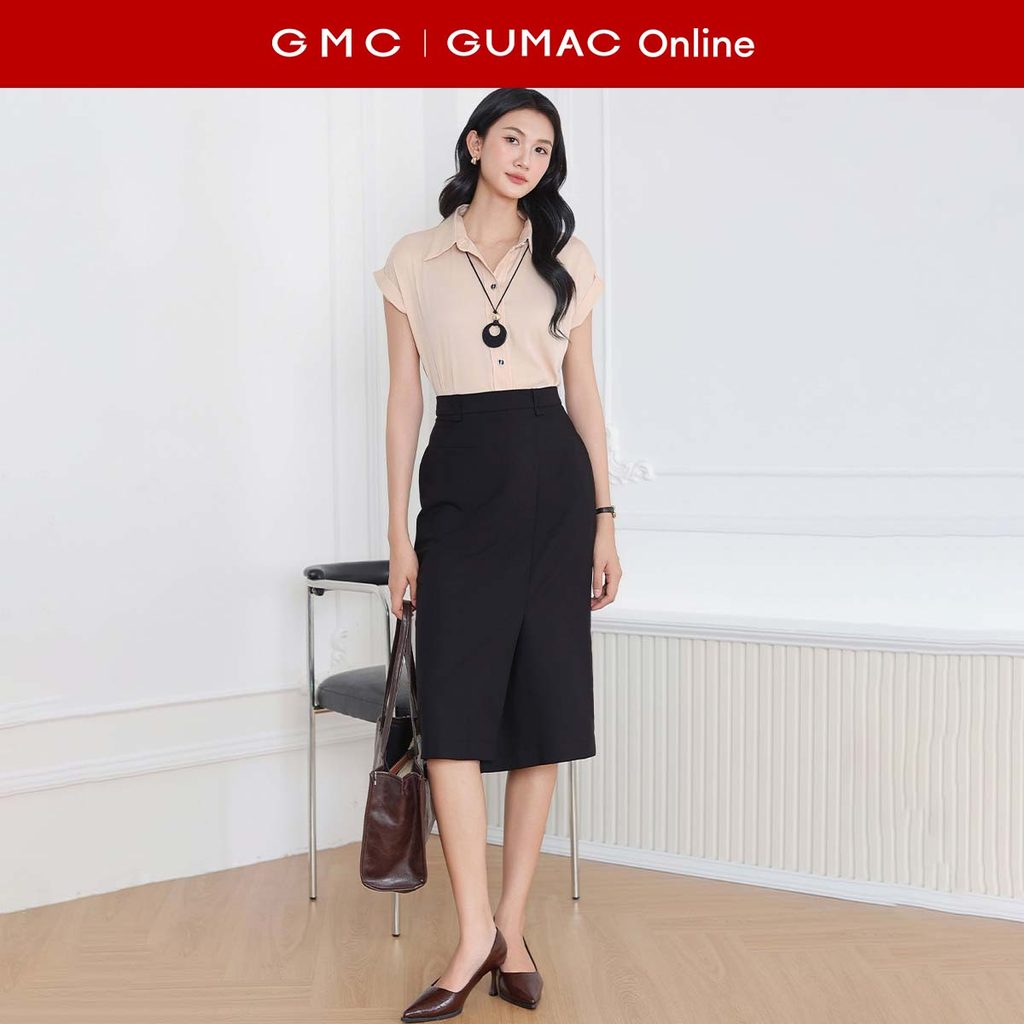 [MUA 2 GIẢM 25K] Chân váy nữ suông kiểu xẻ tà đắp màu đen - nâu có túi công sở thanh lịch thời trang