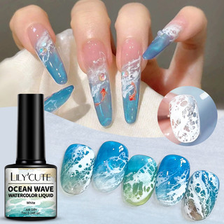 Ocean Wave Nail Polish Màu Nước Tác Dụng Chất Lỏng Sóng Trắng Gel Móng Tay Nghệ Thuật Sơn Móng Tay Không Cần Đèn Air Dry 7ml