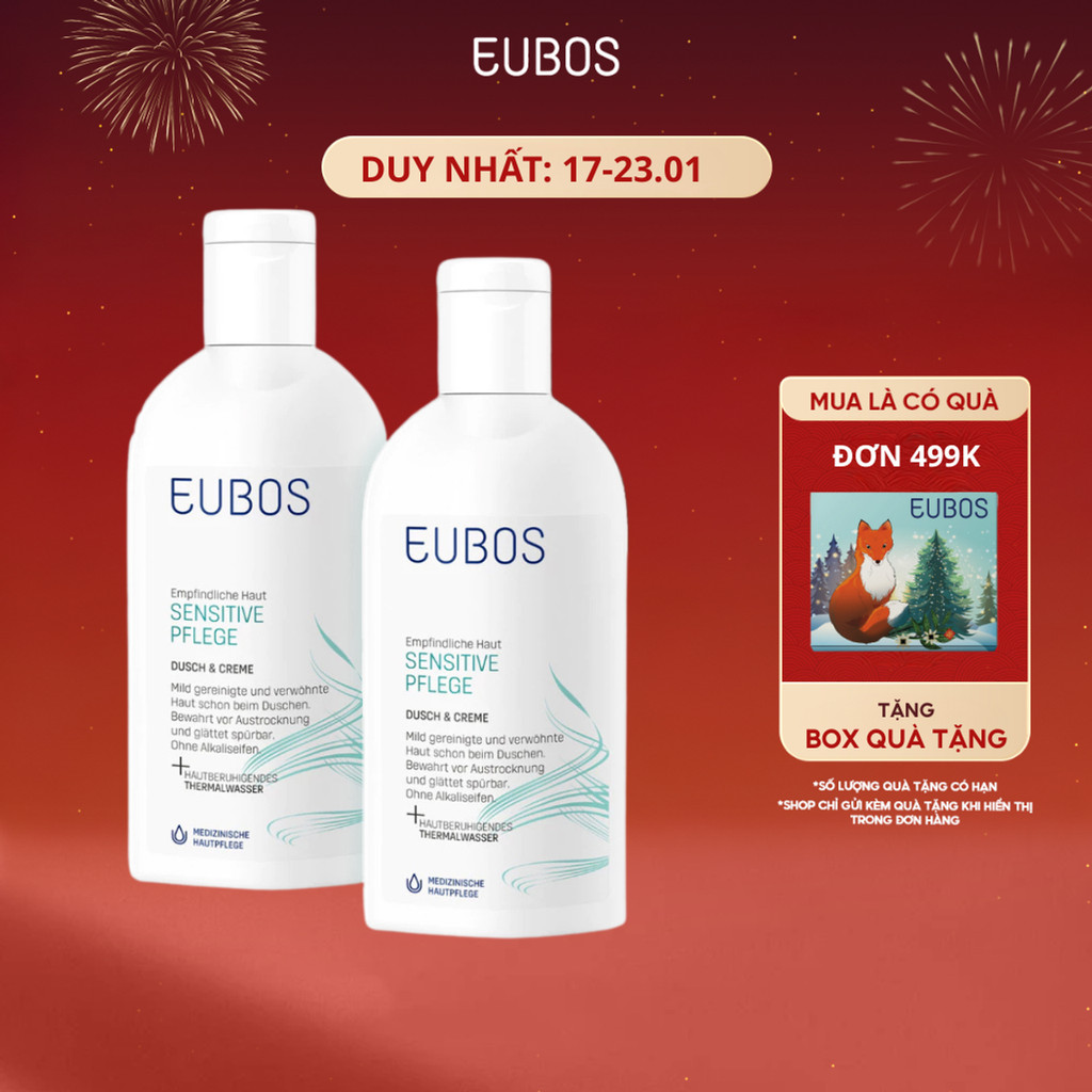 Combo 2 Sữa Tắm Cho Da Khô, Nhạy Cảm EUBOS Sensitive Shower And Cream 200ml