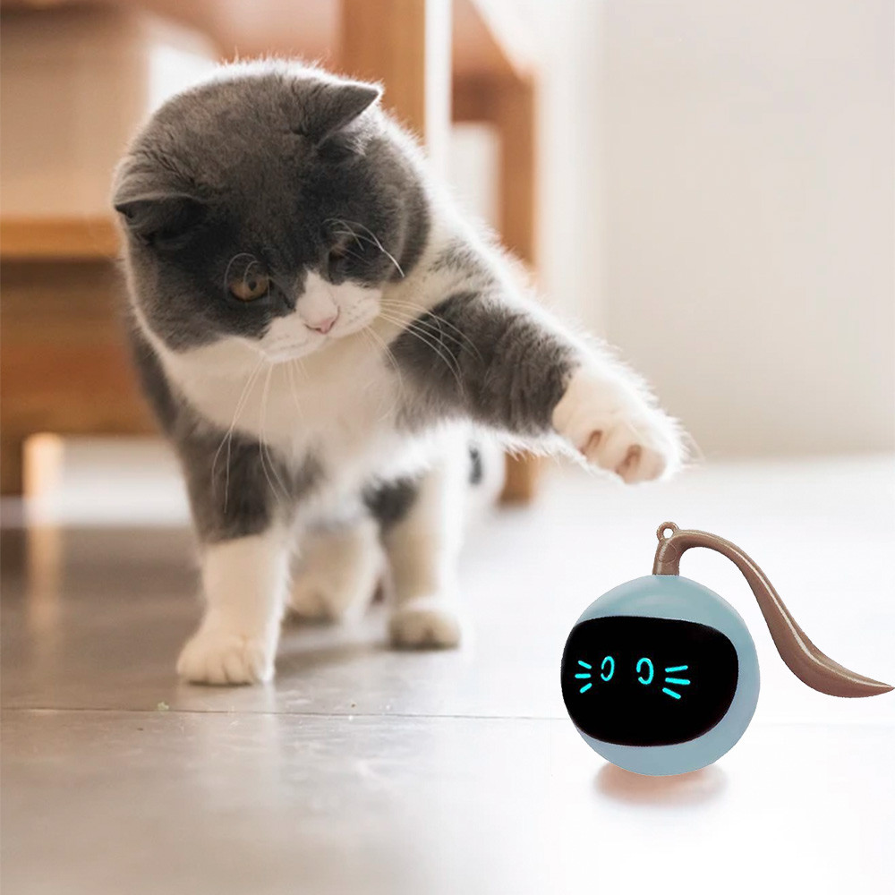1 Pc Pet Cat Smart Rotation Ball / Automatically Avoid Obstacles USB Rechargeable Luminous LED Self 