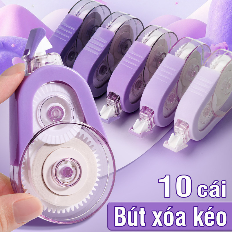 Bút xoá kéo pastel đẹp mắt cho học sinh, xóa sạch nhanh không bẩn giấy, xóa mượt êm tay, 5 cuộn 100m
