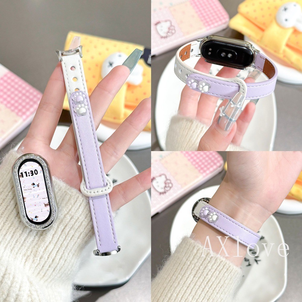 Đôi Móng Tay Da Đồng Hồ Cho Xiaomi Band 10 9 8 Pro Band Cho Mi Band 10 9 Phiên Bản Gốm NFC Band Phụ 