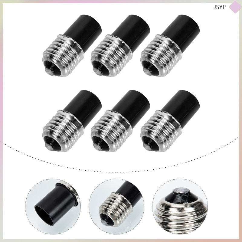 Bộ chuyển đổi đế đèn 6 chiếc E27 sang E12 Chất liệu màu đen để lắp đặt dễ dàng junshaoyipin