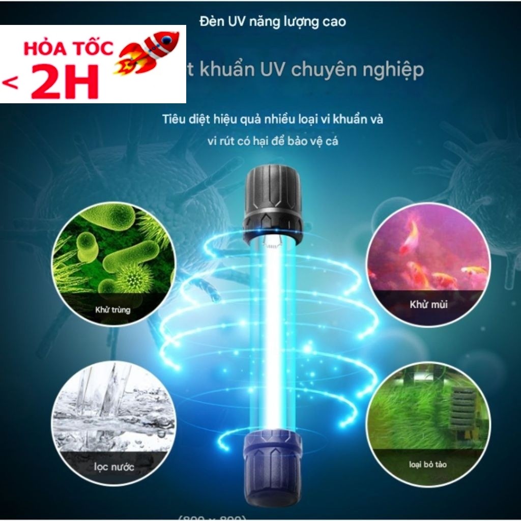 Đèn UV Diệt Tảo Diệt Khuẩn Hồ Cá - Giúp Trong Nước, Diệt Nấm Cho Bể Cá Cảnh, Hồ Koi