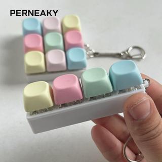 Bàn phím ngón tay PERNEAKY, 4 / 9 phím Nút chìa khóa Fidget Móc khóa, Thư giãn Keycap Giảm căng thẳng Vượt qua thời gian Đồ chơi giải nén dành cho người lớn
