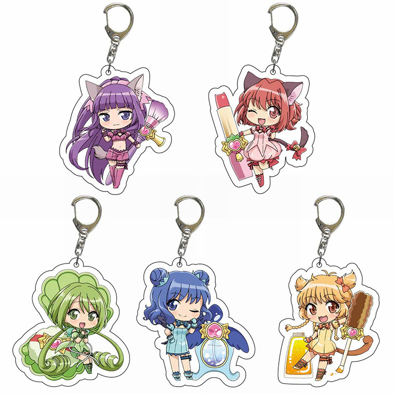 Anime Tokyo Mew Mew Keychain Cartoon Figure Momomiya Ichigo Aizawa Minto Fujiwara Zakuro Pendant  Ke