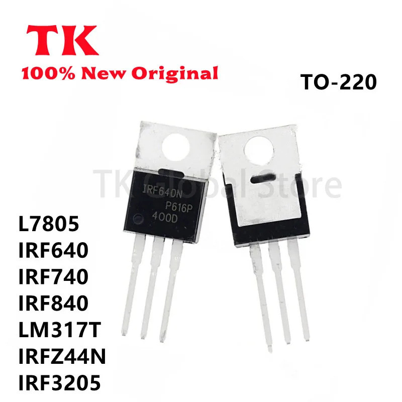 5 Chiếc LM317T L7805 IRF640 IRF740 IRF840 IRFZ44N IRF3205 TO-220 Bộ Điều Chỉnh Điện Áp L7805CV MOSFE